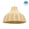 GloboStar® MAYOTTE 00722 Vintage Κρεμαστό Φωτιστικό Οροφής Μονόφωτο 1 x E27 Μπεζ Ξύλινο Bamboo Φ35 x Y27cm