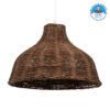 GloboStar® MAYOTTE 00723 Vintage Κρεμαστό Φωτιστικό Οροφής Μονόφωτο Καφέ Ξύλινο Bamboo Φ35 x Y27cm