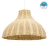 GloboStar® MAYOTTE 00724 Vintage Κρεμαστό Φωτιστικό Οροφής Μονόφωτο Μπεζ Ξύλινο Bamboo Φ40 x Y28cm