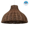 GloboStar® MAYOTTE 00725 Vintage Κρεμαστό Φωτιστικό Οροφής Μονόφωτο 1 x E27 Καφέ Ξύλινο Bamboo Φ40 x Y28cm