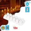 GloboStar® 79565 ΣΕΤ 12 Διακοσμητικών Realistic Κεριών με LED Εφέ Κινούμενης Φλόγας – με Ενσωματωμένη Μπαταρία – Επαναφορτιζόμενα & Βάση Φόρτισης Θερμό Λευκό 2700K