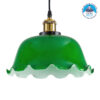 GloboStar® LIBRARY 00767 Vintage Κρεμαστό Φωτιστικό Οροφής Μονόφωτο Πράσινο Γυάλινο Καμπάνα με Χρυσό Ντουί Φ26 x Υ20cm