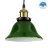 GloboStar® LIBRARY 00768 Vintage Κρεμαστό Φωτιστικό Οροφής Μονόφωτο Πράσινο Γυάλινο Καμπάνα με Χρυσό Ντουί Φ18 x Υ18cm