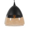 GloboStar® OLIVER 10001231 Vintage Κρεμαστό Φωτιστικό Οροφής Μονόφωτο Μαύρο Μεταλλικό με Γυαλί Καμπάνα Φ20 x Y21cm