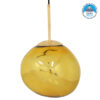 GloboStar® DIXAR 01462 Μοντέρνο Κρεμαστό Φωτιστικό Οροφής Μονόφωτο Γυάλινο Χρυσό Φ28 x Υ40cm
