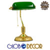 GloboStar® LIBRARY 01391 Vintage Επιτραπέζιο Φωτιστικό Πορτατίφ Μονόφωτο Χρυσό Μεταλλικό με Γυαλίνο Πράσινο Καπέλο Μ23 x Π14 x Υ38cm