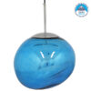 GloboStar® DIXAR BLUE 01467 Μοντέρνο Κρεμαστό Φωτιστικό Οροφής Μονόφωτο Γυάλινο Μπλε Φ36 x Υ45cm