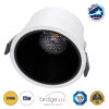 GloboStar® PLUTO-B 60259 Χωνευτό LED Spot Downlight TrimLess Φ10.4cm 15W 1875lm 38° AC 220-240V IP20 Φ10.4 x Υ6.5cm – Στρόγγυλο – Λευκό με Μαύρο Κάτοπτρο & Anti-Glare HoneyComb – Θερμό Λευκό 2700K – Bridgelux COB – 5 Years Warranty