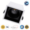 GloboStar® PLUTO-B 60277 Χωνευτό LED Spot Downlight TrimLess Μ10.4xΠ10.4cm 15W 1875lm 38° AC 220-240V IP20 Μ10.4 x Π10.4 x Υ6.5cm – Τετράγωνο – Λευκό με Μαύρο Κάτοπτρο & Anti-Glare HoneyComb – Θερμό Λευκό 2700K – Bridgelux COB – 5 Years Warranty