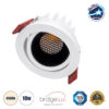 GloboStar® LEO-R 60282 Χωνευτό LED Spot Downlight TrimLess Φ8.5cm 10W 1300lm 38° AC 220-240V IP20 Φ8.5 x Υ6.6cm – Στρόγγυλο – Κινούμενο – Λευκό με Μαύρο Κάτοπτρο & Anti-Glare HoneyComb – Φυσικό Λευκό 4500K – Bridgelux COB – 5 Years Warranty