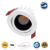 GloboStar® LEO-R 60283 Χωνευτό LED Spot Downlight TrimLess Φ8.5cm 10W 1250lm 38° AC 220-240V IP20 Φ8.5 x Υ6.6cm – Στρόγγυλο – Κινούμενο – Λευκό με Μαύρο Κάτοπτρο & Anti-Glare HoneyComb – Θερμό Λευκό 2700K – Bridgelux COB – 5 Years Warranty