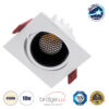 GloboStar® LEO-SQ 60288 Χωνευτό LED Spot Downlight TrimLess Μ8.5xΠ8.5cm 10W 1300lm 38° AC 220-240V IP20 Μ8.5 x Π8.5 x Υ6.6cm – Τετράγωνο – Κινούμενο – Λευκό με Μαύρο Κάτοπτρο & Anti-Glare HoneyComb – Φυσικό Λευκό 4500K – Bridgelux COB – 5 Years Warranty