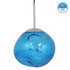 GloboStar® DIXAR 01463 Μοντέρνο Κρεμαστό Φωτιστικό Οροφής Μονόφωτο Γυάλινο Μπλε Φ28 x Υ40cm