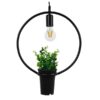 GloboStar® FLOWERPOT 10001212 Μοντέρνο Κρεμαστό Φωτιστικό Οροφής Μονόφωτο Μαύρο Μεταλλικό με Διακοσμητικό Φυτό Φ30 x Y30cm