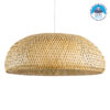 GloboStar® SAN TROPEZ 00674 Vintage Κρεμαστό Φωτιστικό Οροφής Μονόφωτο 1 x E27 Καφέ Ξύλινο Bamboo Φ80 x Υ28cm
