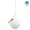 GloboStar® MONROE 00956 Μοντέρνο Κρεμαστό Φωτιστικό Οροφής Μονόφωτο Χρυσό – Λευκό Μεταλλικό Μπάλα Φ30 x Υ75cm