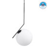 GloboStar® MONROE 00957 Μοντέρνο Κρεμαστό Φωτιστικό Οροφής Μονόφωτο Μαύρο – Λευκό Μεταλλικό Μπάλα Φ30 x Υ75cm