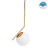GloboStar® MONROE 00958 Μοντέρνο Κρεμαστό Φωτιστικό Οροφής Μονόφωτο Χρυσό – Λευκό Μεταλλικό Μπάλα Φ15 x Υ49cm