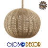 GloboStar® MANDALA 01593 Vintage Κρεμαστό Φωτιστικό Οροφής Μονόφωτο Πλέγμα με Μπεζ Σχοινί Φ60 x Υ45cm