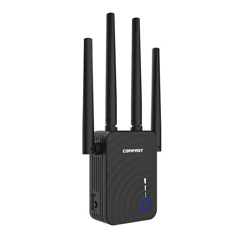 Wifi Repeater / Extender Dual Band Hi-Speed Comfast CF-WR754AC 1200Mbps Τετραπλής Κεραίας. Με Ευρωπαϊκή & UK πρίζα