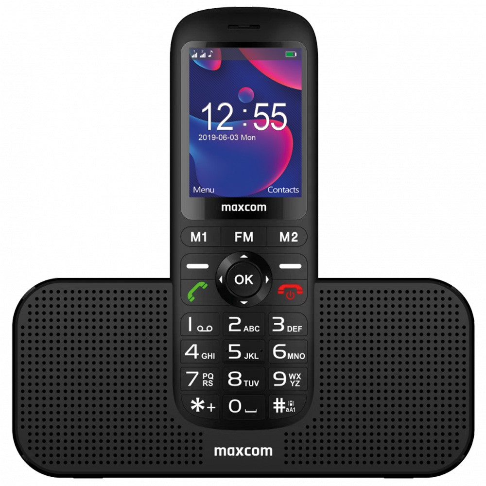 Maxcom MM740 2.4″ με Bluetooth 5.0, Ραδιόφωνο, Πλήκτρο Έκτακτης Ανάγκης και Βάση-Ηχείο Μαύρο