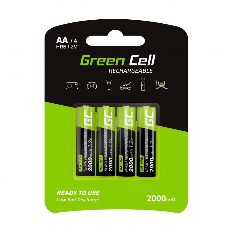 Μπαταρία Επαναφορτιζόμενη Green Cell GR02 HR6 2000 mAh size AA 1.2V Τεμ. 4