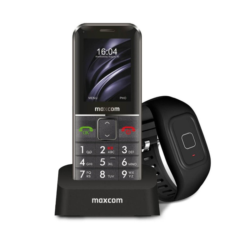 Maxcom MM735 2.4″ 2G IP67 με Ασύρματο Βραχιόλι SOS, GPS, Bluetooth, Κάμερα 2.0MP, Ραδιόφωνο, Φακό και Πλήκτρο Έκτακτης Ανάγκης Μαύρο