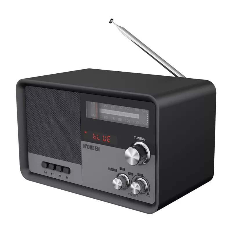 Φορητό Ραδιόφωνο N’oveen PR950 3.7V 2200mAh μεBluetooth, Υποδοχή USB,micro SD,Aux-in, Τροφοδοσία Ρεύματο και Μπαταρίας Μαύρο