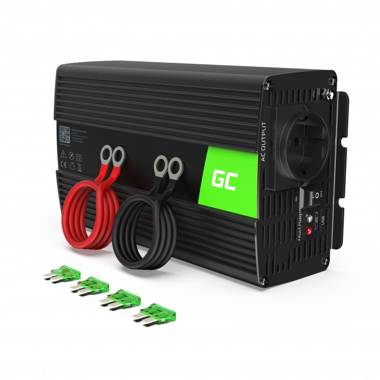Green Cell Car Power Inverter INV23 24V  to 230V 1000W/2000W  Με Δυνατότητα Σύνδεσης στην Μπαταρία του Αυτοκινήτου