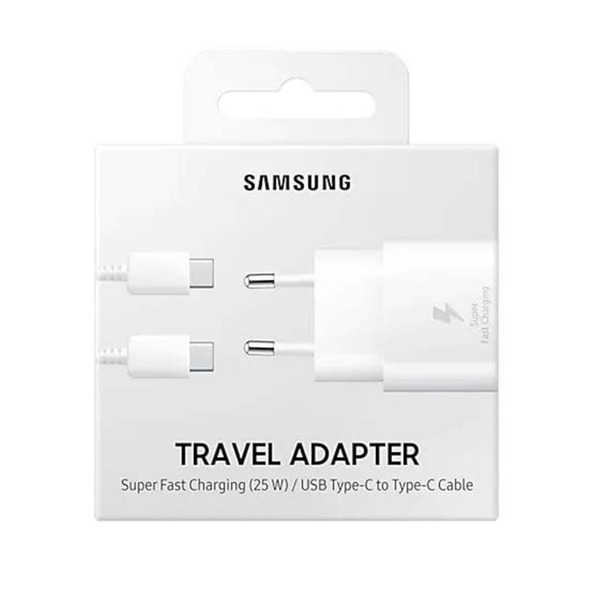 Φορτιστής Ταξιδίου Samsung Fast Charging EP-TA800XWEGWW 25W με Καλώδιο USB-C σε USB-C Λευκό