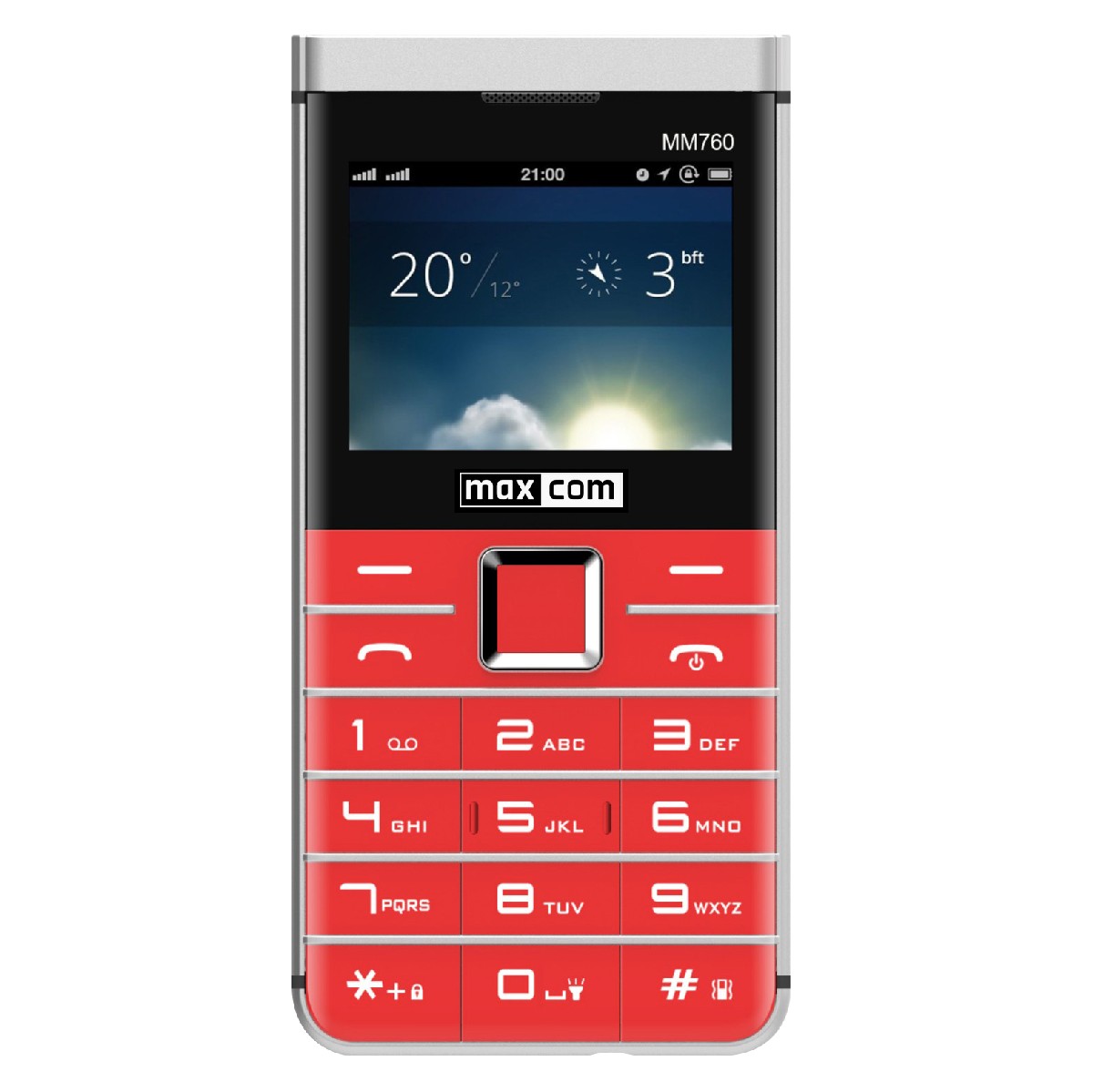 Maxcom MM760 Dual SIM 2.3″ με Μεγάλα Πλήκτρα, Bluetooth, Κάμερα και Λεπτό Μεταλλικο Σχεδιασμό Κόκκινο