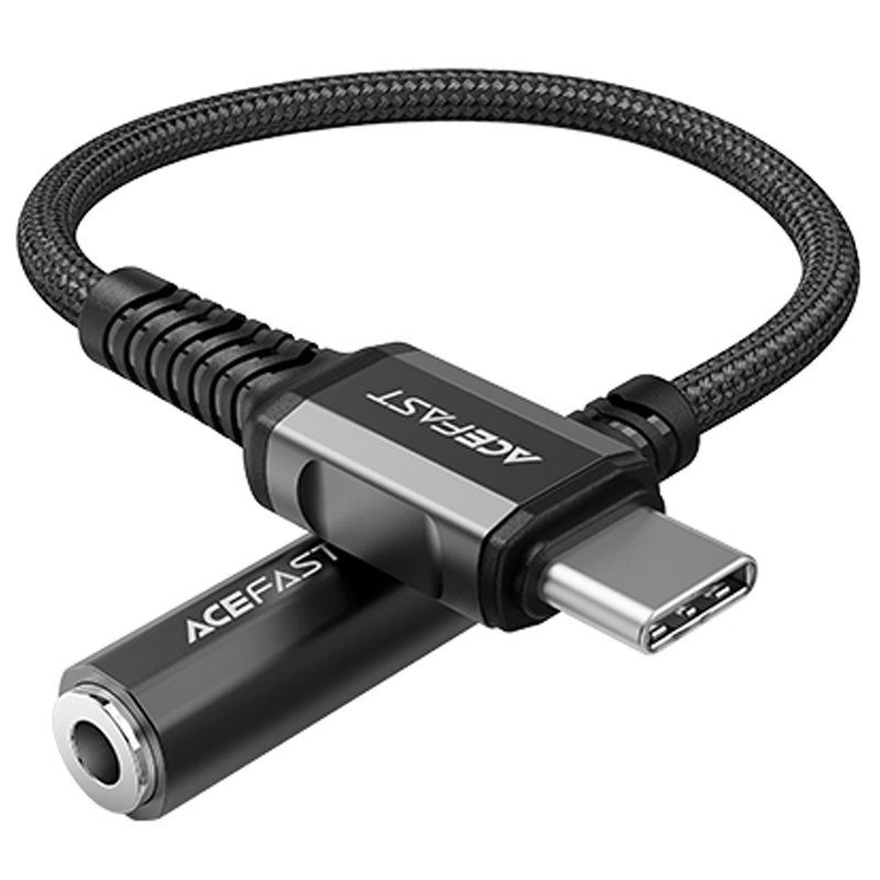 Καλώδιο σύνδεσης Acefast C1-07 USB-C σε 3.5mm Θηλυκό Braided 18εκ. Μαύρο Συμβατό με όλες τις USB-C Συσκευές