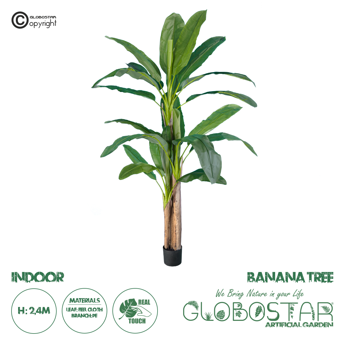 GloboStar® Artificial Garden BANANA TREE 20018 Τεχνητό Διακοσμητικό Φυτό Μπανανιά – Μπανανόδεντρο Υ240cm