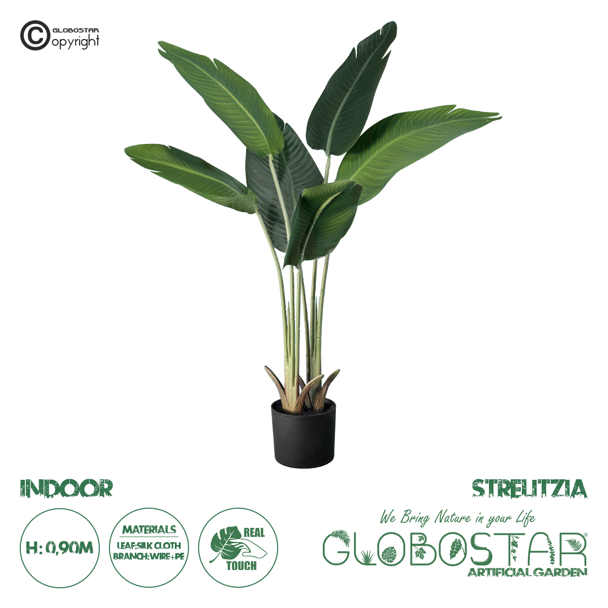 GloboStar® Artificial Garden STRELITZIA 20024 Τεχνητό Διακοσμητικό Φυτό  Στρελίτσια – Πουλί του Παραδείσου Υ90cm