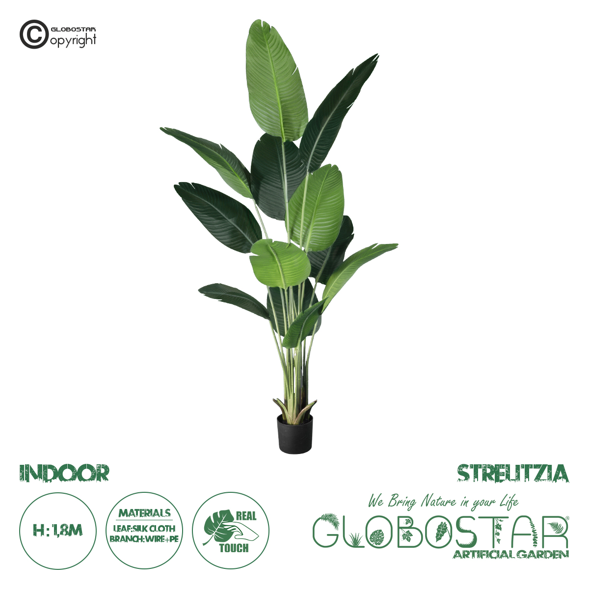 GloboStar® Artificial Garden STRELITZIA 20026 Τεχνητό Διακοσμητικό Φυτό  Στρελίτσια – Πουλί του Παραδείσου Υ180cm