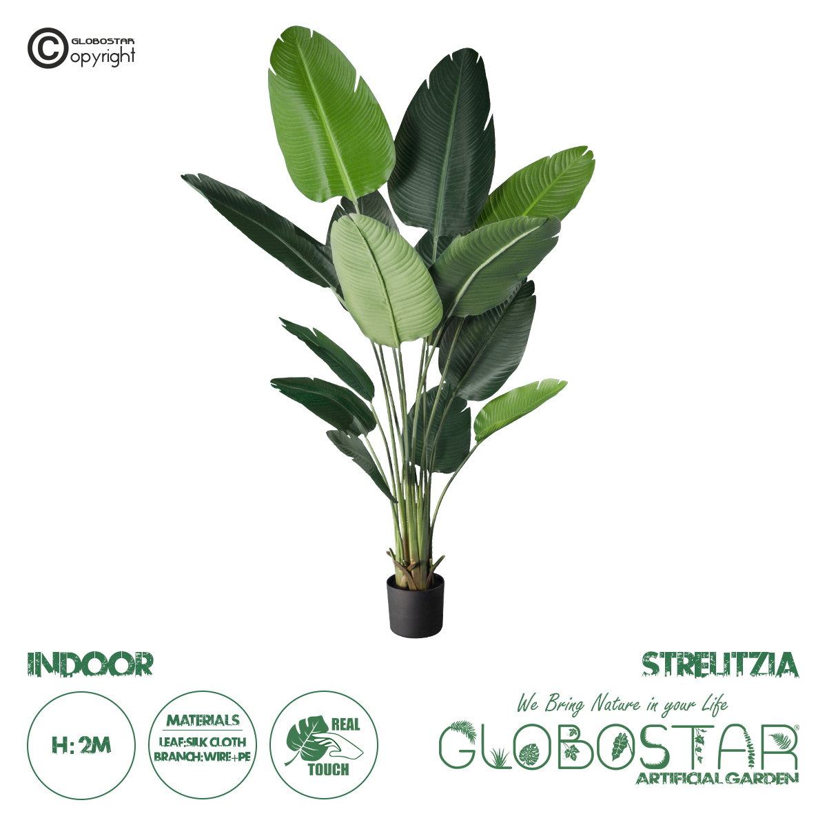 GloboStar® Artificial Garden STRELITZIA 20027 Τεχνητό Διακοσμητικό Φυτό  Στρελίτσια – Πουλί του Παραδείσου Υ200cm