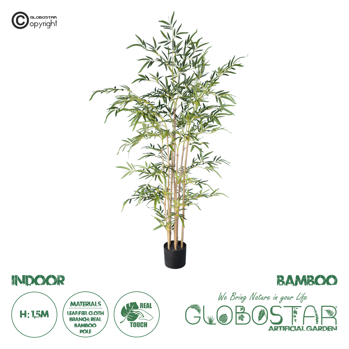 GloboStar® Artificial Garden BAMBOO 20035 Τεχνητό Διακοσμητικό Φυτό Μπαμπού Υ150cm