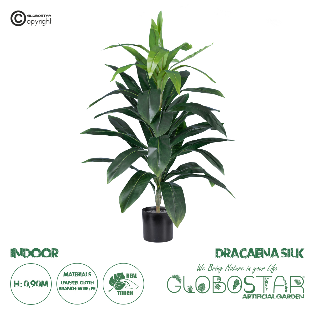 GloboStar® Artificial Garden DRACAENA SILK 20042 Τεχνητό Διακοσμητικό Φυτό Δράκαινα Υ90cm