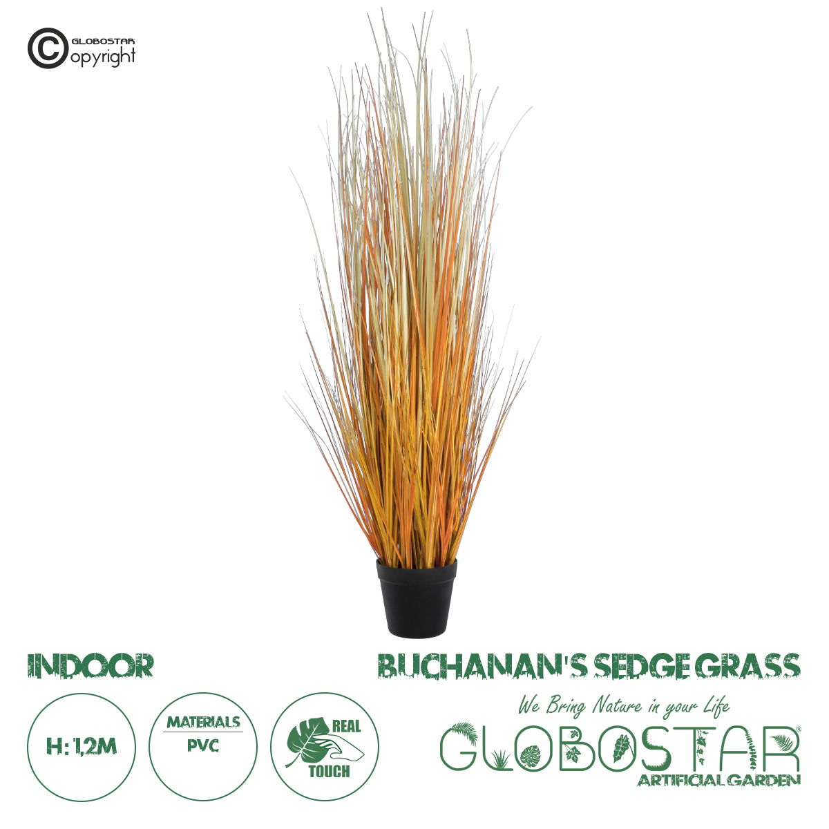 GloboStar® Artificial Garden BUCHANAN’S SEDGE GRASS 20115 Τεχνητό Διακοσμητικό Φυτό Γρασίδι του Μπουχανάν Υ120cm