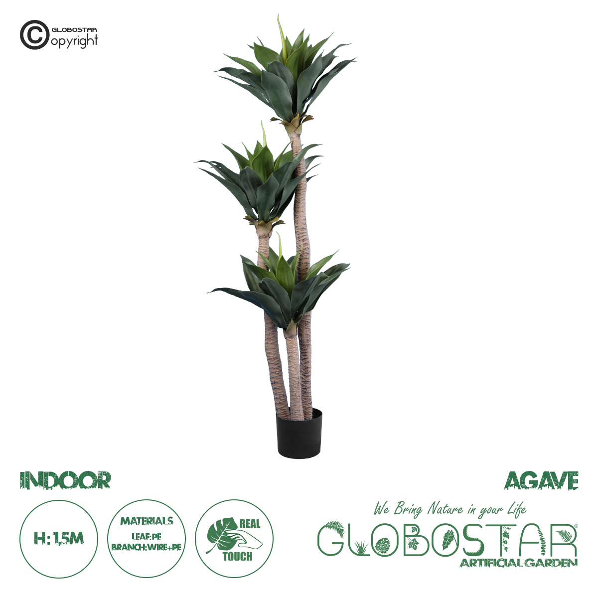 GloboStar® Artificial Garden AGAVE 20215 Τεχνητό Διακοσμητικό Φυτό Αγάβη Υ150cm