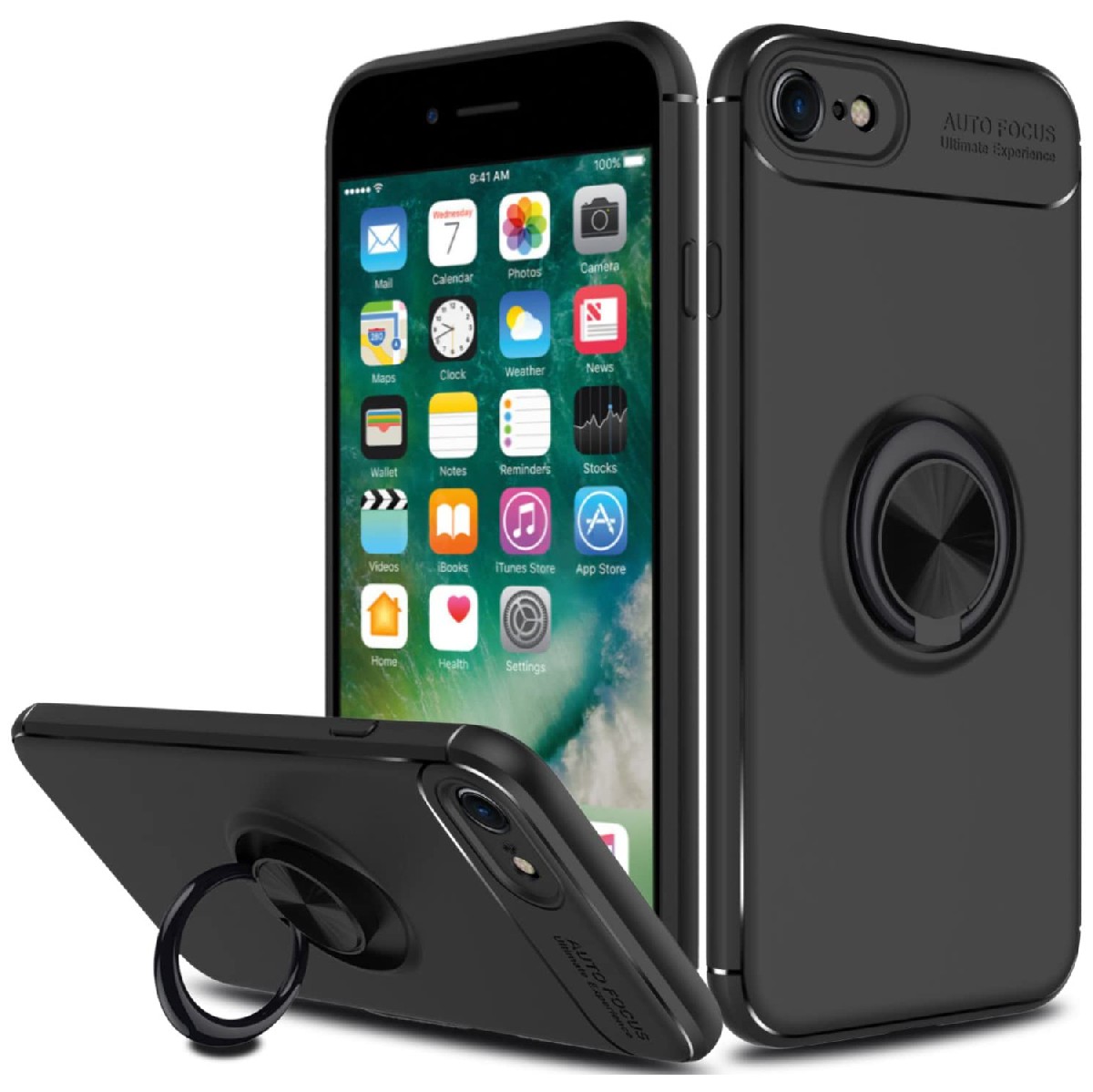 Θήκη Ancus Autofocus Shockproof με Ring Holder για Apple iPhone 7 / 8 / SE (2020)  Μαύρη
