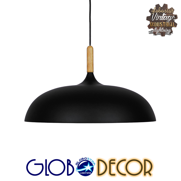 GloboStar® VALLETE BLACK 01258 Μοντέρνο Κρεμαστό Φωτιστικό Οροφής Μονόφωτο 1 x E27 Μαύρο Μεταλλικό Καμπάνα Φ45 x Y27cm