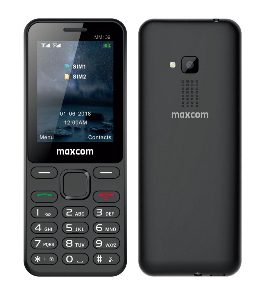 Maxcom MM139 (Dual Sim) 2,4″ με Κυρτό Σώμα, Κάμερα, Φακό και Ραδιόφωνο (Λειτουργεί Χωρίς Ακουστικά) Μαύρο