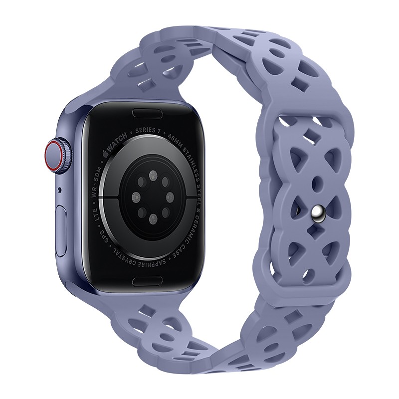 Watchband Hoco WA09 Flexible Rhombus Hollow 38/40/41mm για Apple Watch 1/2/3/4/5/6/7/8/SE Lavender Grey Silicon Band