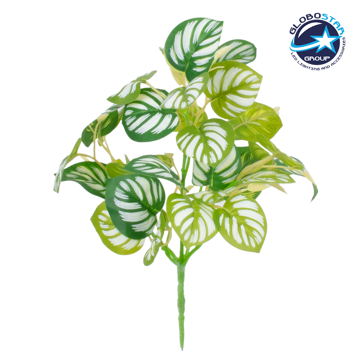 GloboStar® PEPEROMIA L.GREEN 78220 Τεχνητό Φυτό Πεπερόμια Αν.Πρ. – Μπουκέτο Διακοσμητικών Φυτών – Κλαδιών με Φύλλωμα Πράσινο – Κίτρινο – Λευκό Υ28cm