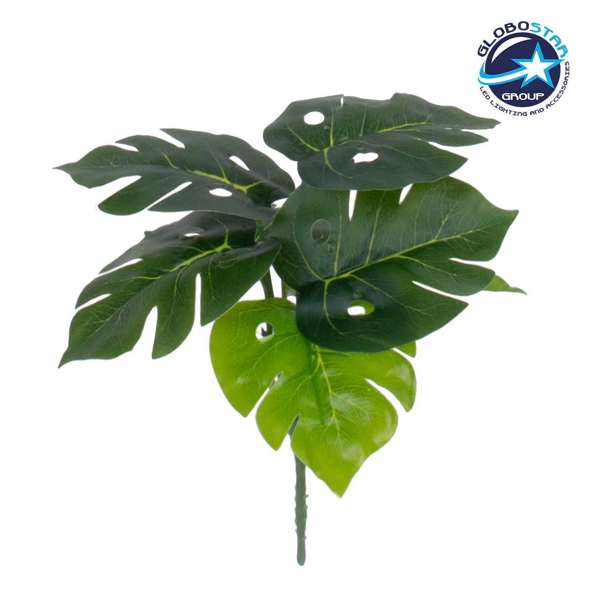 GloboStar® SMALL MONSTERA 78289 Τεχνητό Φυτό Μονστέρα Μικρή – Μπουκέτο Διακοσμητικών Φυτών – Κλαδιών με Φύλλωμα Πράσινο Υ23cm