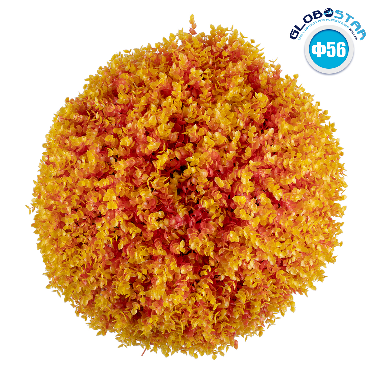 GloboStar® 78517 Artificial – Συνθετικό Τεχνητό Διακοσμητικό Φυτό Θάμνος Πυξάρι Πορτοκαλί – Κίτρινο Φ56cm