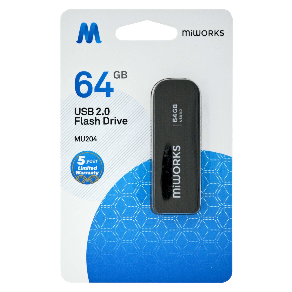 Flash Drive MiWorks MU204 64GB USB 2.0 Μαύρο