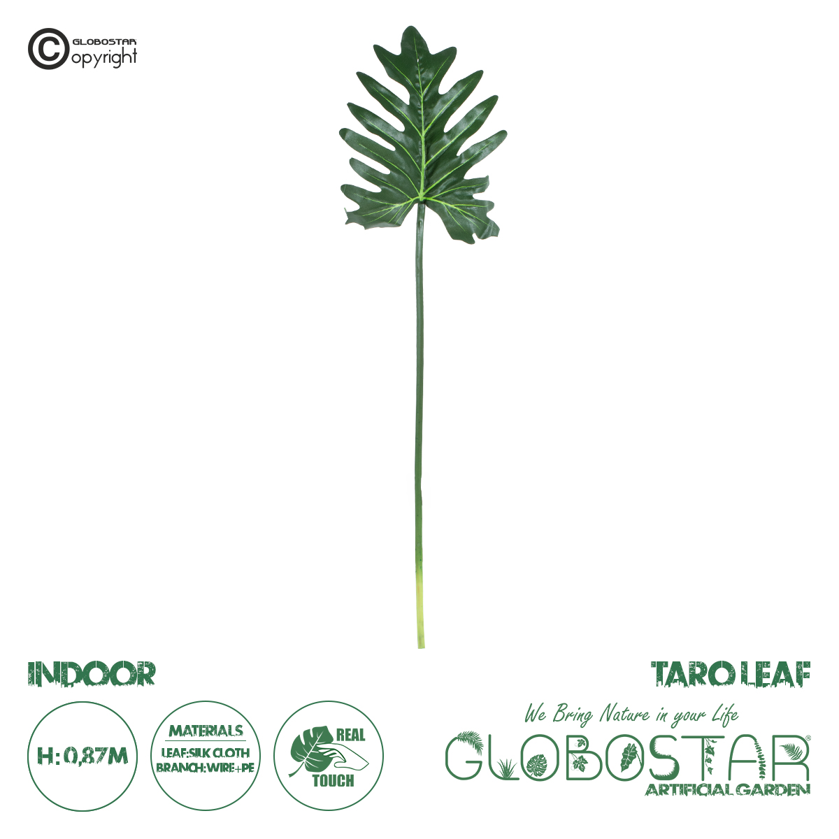 GloboStar® Artificial Garden TARO LEAF 20220 Τεχνητό Διακοσμητικό Φύλο Κολοκασίας Π32 x Υ87cm