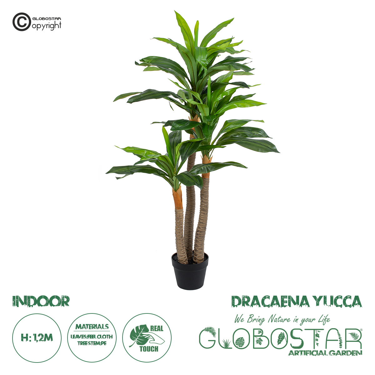 GloboStar® Artificial Garden DRACAENA YUCCA 20422 Τεχνητό Διακοσμητικό Φυτό Δράκαινα Γιούκα Υ120cm